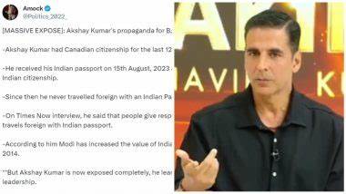 Fact Check: Has Akshay Kumar NOT Travelled Abroad Since He Got His Indian Passport in August 2023? Here's The Truth About the Viral Claim! - LatestLY